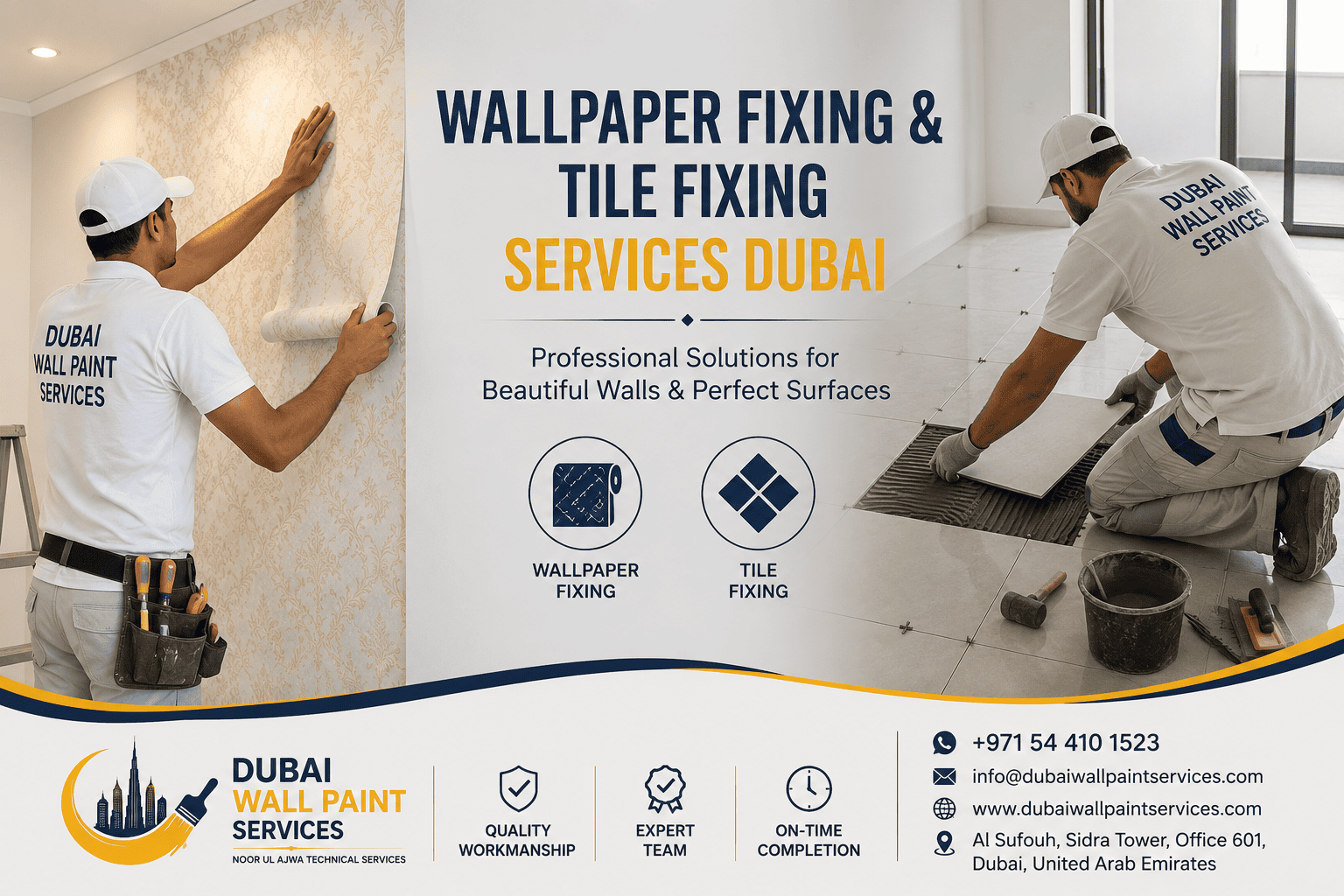 Wallpaper Fixing & Tile Fixing Services Dubai